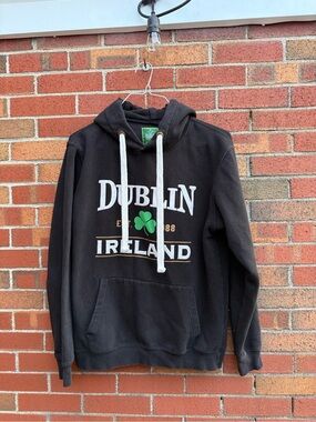 The Dublin Trading Co Dublin Ireland Pullover Hoodie XL Black Shamrock